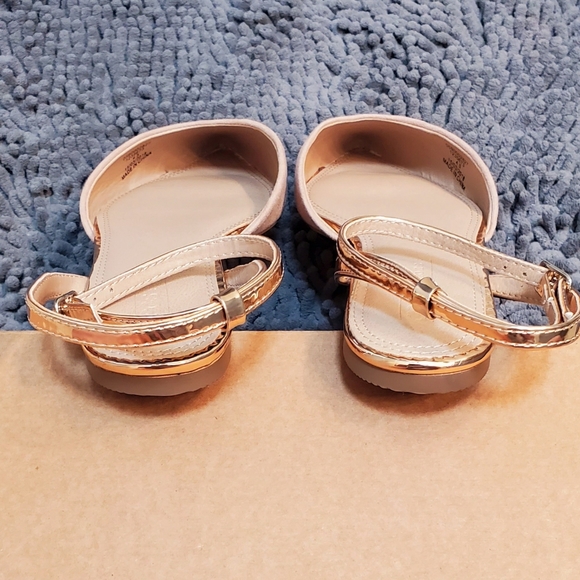 New Pointed Wide Flats Pale Beige Rose Gold Straps - Picture 4 of 7